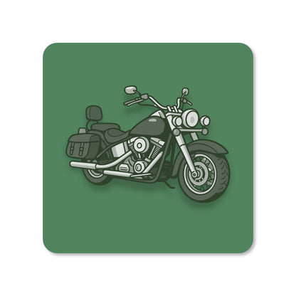 Dessous de verre carré fond vert sauge motif moto américaine