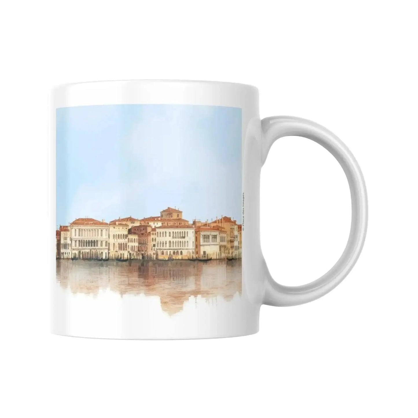 Mug blanc vue Venise illustration façades palais vénitiens - Vue 2 | Place des Images