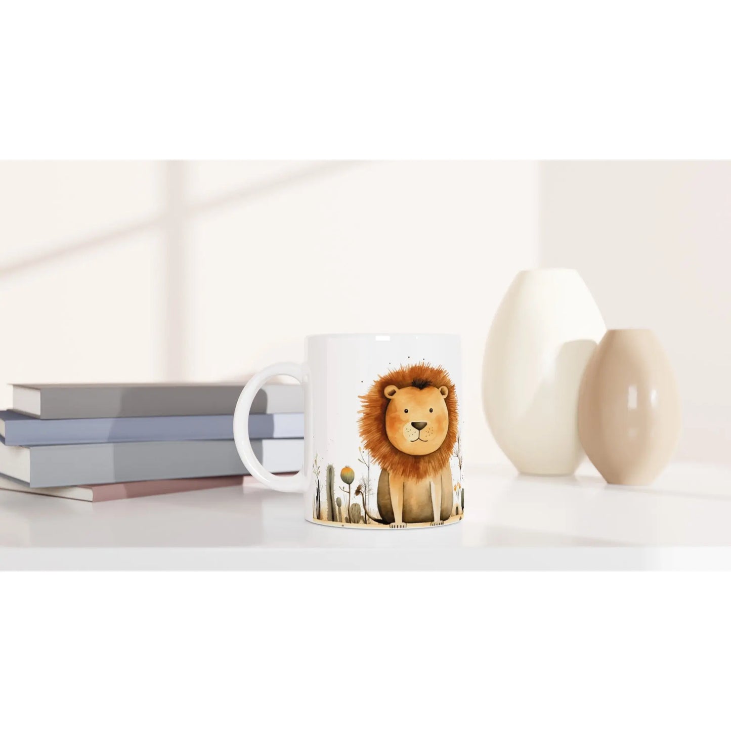 Mug Lion et girafe dans la savane