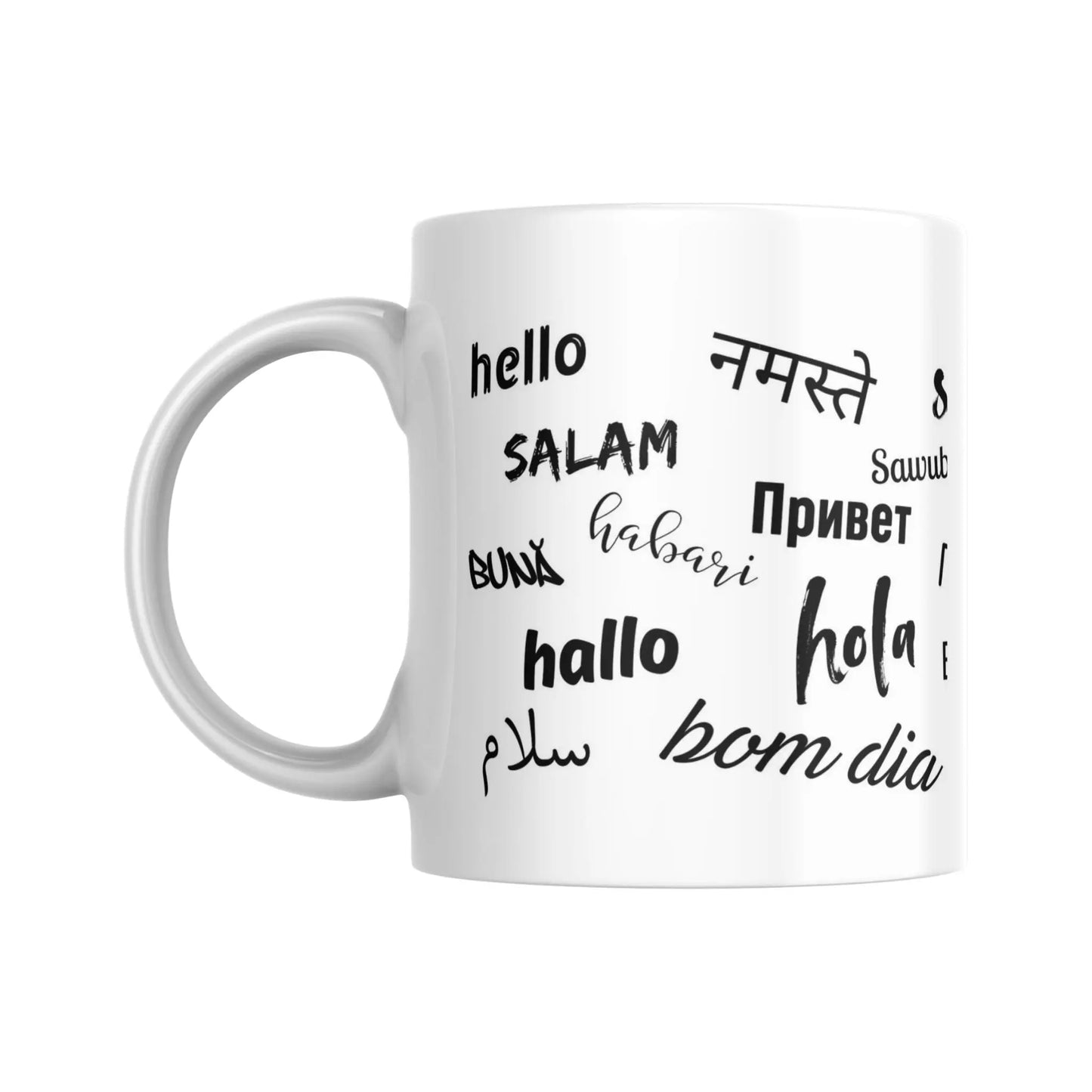 Mug méli-mélo de "Bonjour" en Noir & Blanc (partie gauche) - Place des Images