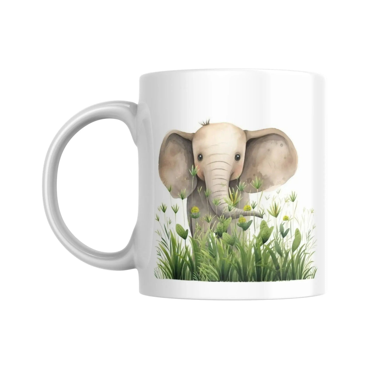 Mug pour enfant avec une illustration d'un éléphant dans la savane
