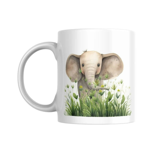 Mug pour enfant avec une illustration d'un éléphant dans la savane