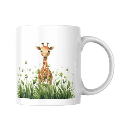 Mug pour enfant avec une illustration d'une girafe dans la savane