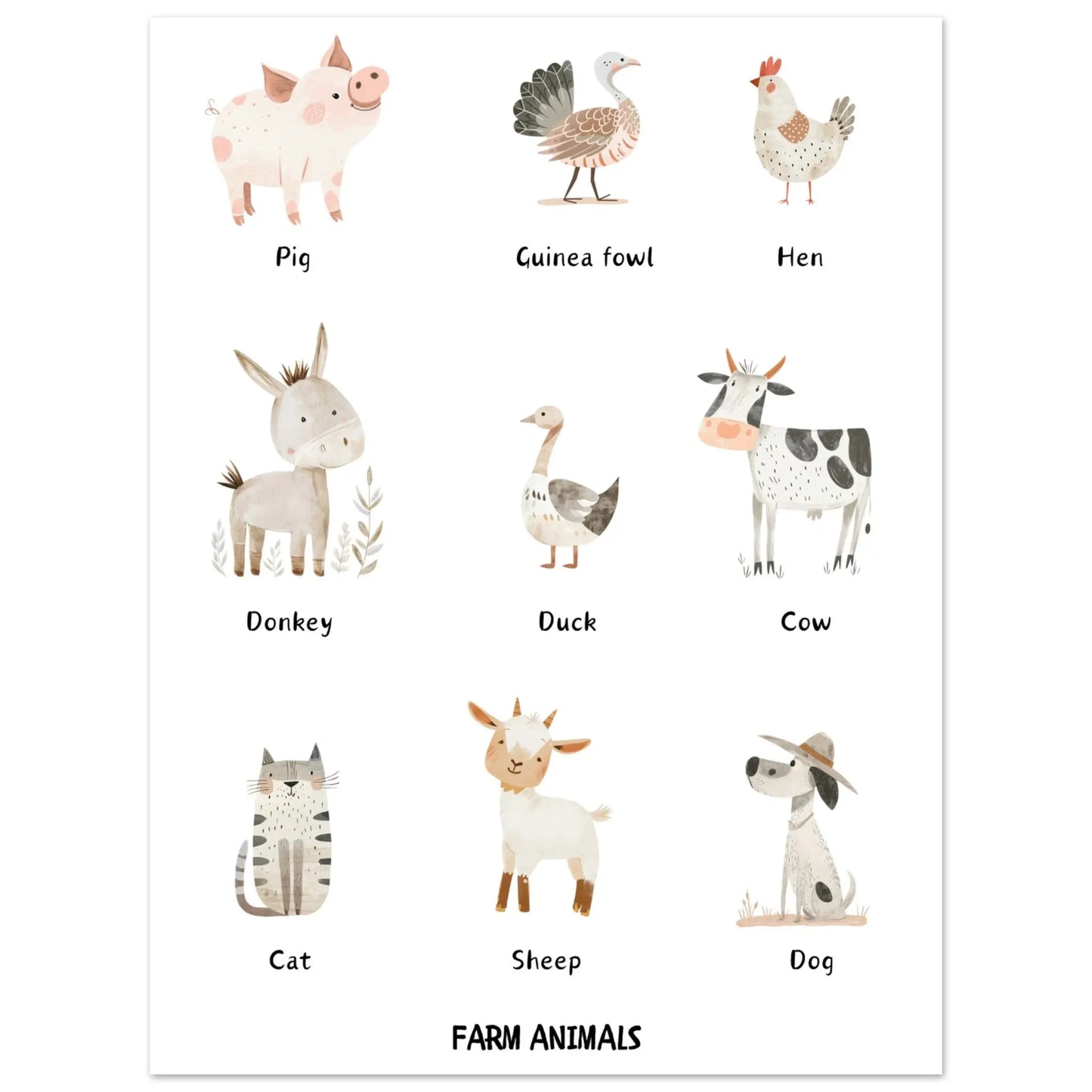 Poster for children: farm animals