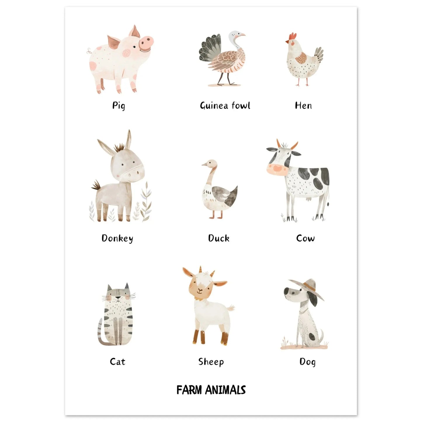 Poster for children: farm animals