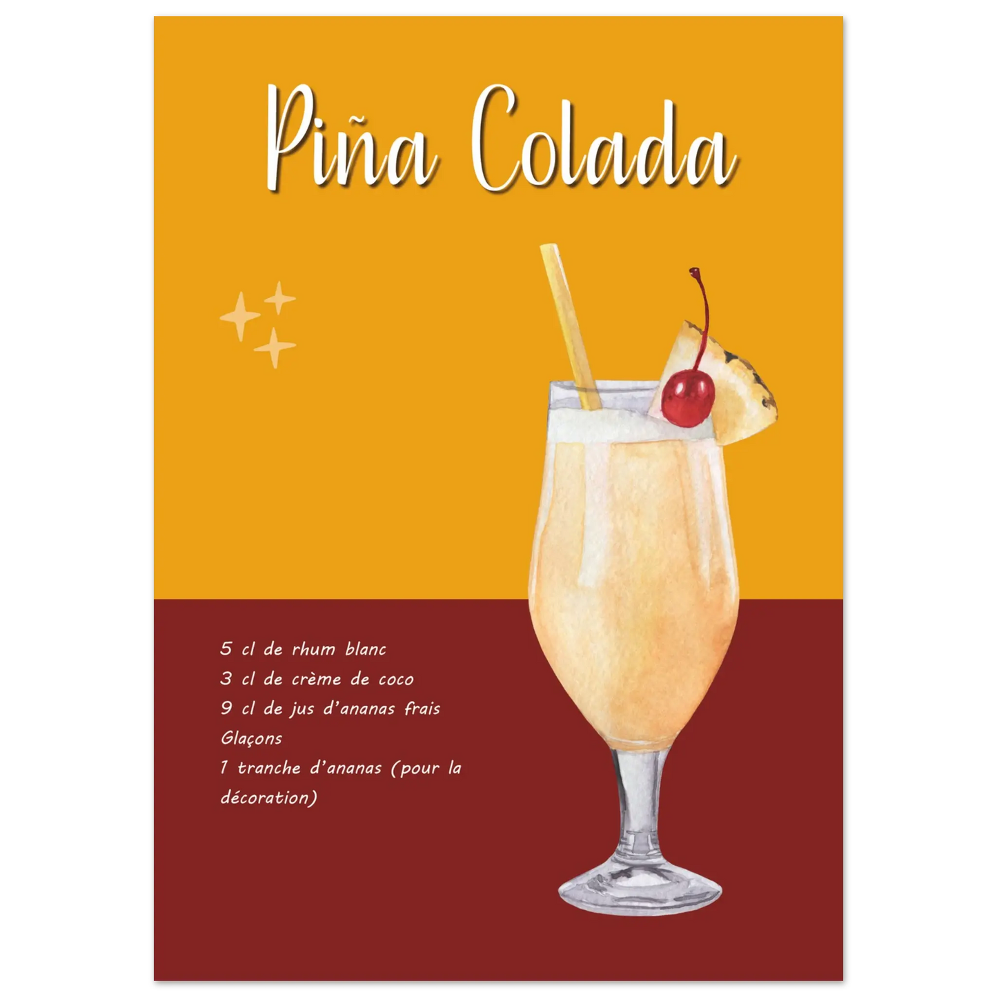 Affiche / Recette de la Pina Colada