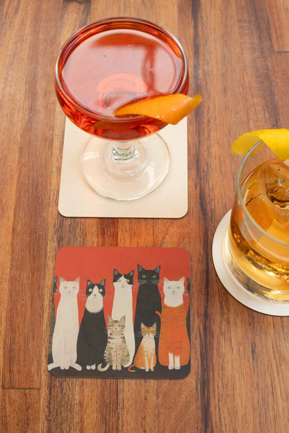 Dessous de verre - Chats sur fond rouge Présentation 1 - Place des Images