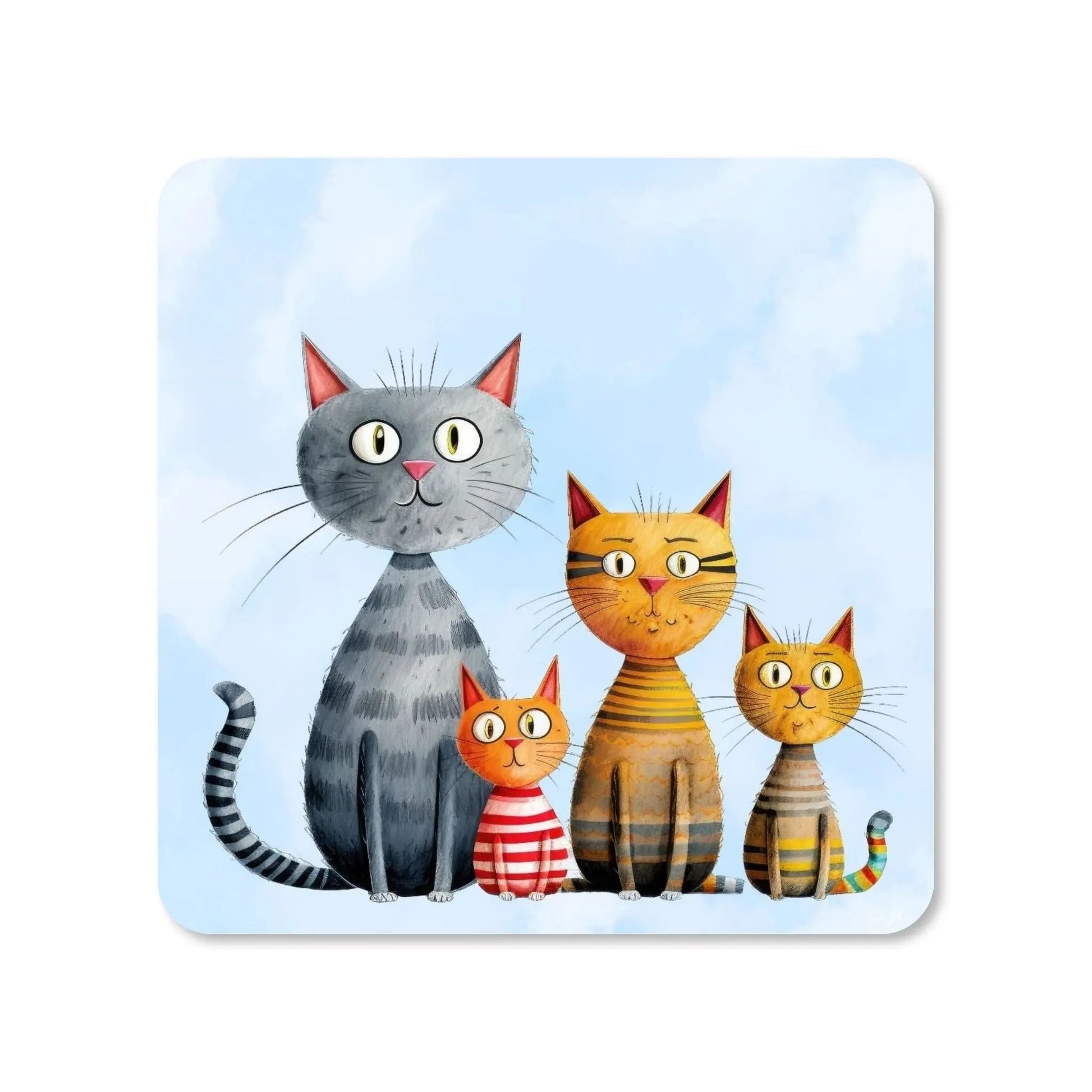 Dessous de verre carré MDF - La tribu des chats, illustration 3  - Place des Images