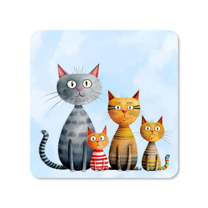 Dessous de verre carré MDF - La tribu des chats, illustration 3  - Place des Images