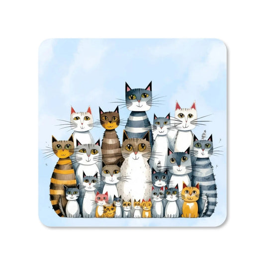 Dessous de verre carré MDF - La tribu des chats, illustration 1  - Place des Images