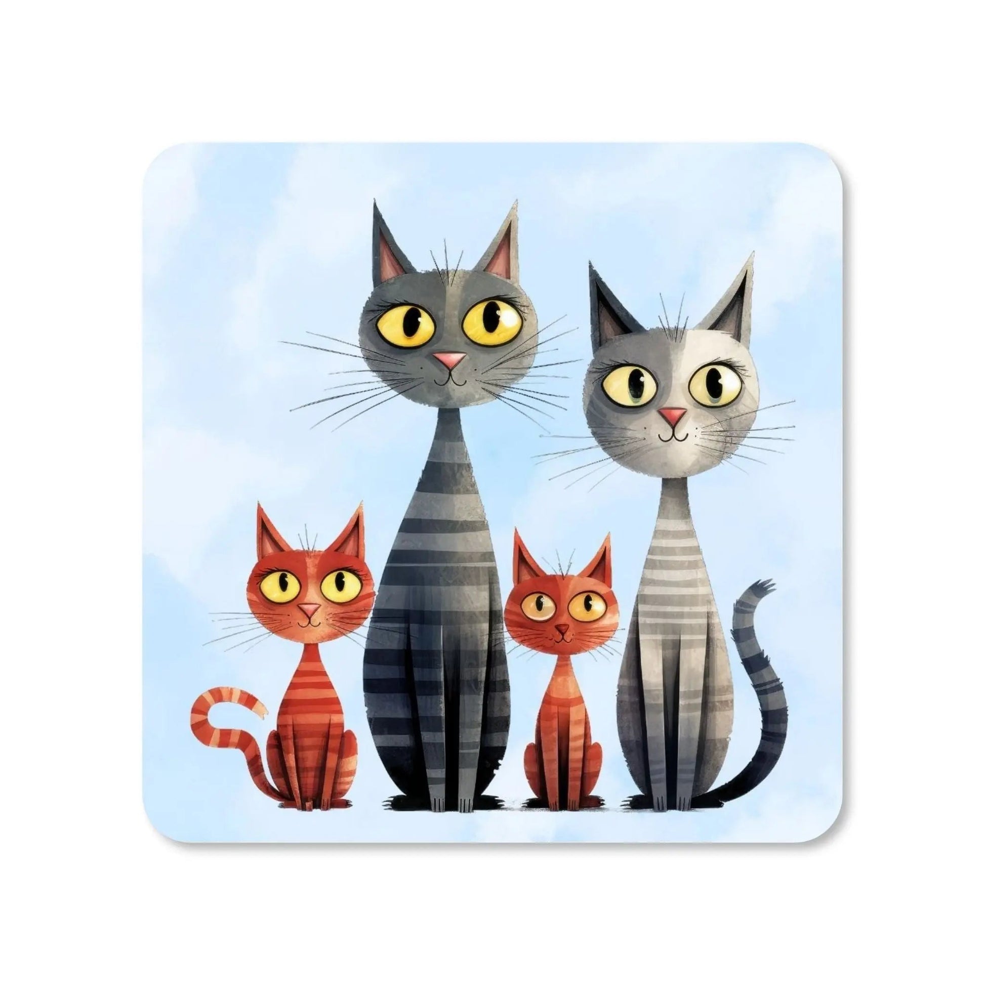 Dessous de verre carré MDF - La tribu des chats, illustration 4  - Place des Images