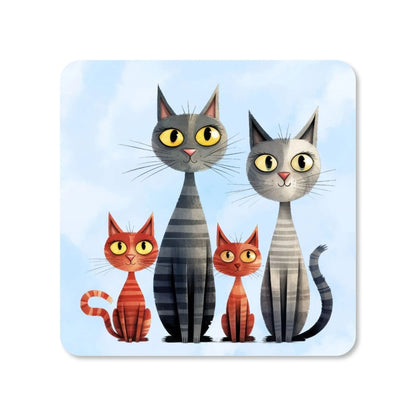 Dessous de verre carré MDF - La tribu des chats, illustration 4  - Place des Images