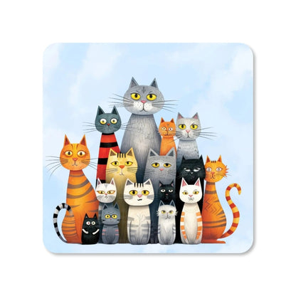 Dessous de verre carré MDF - La tribu des chats, illustration 2  - Place des Images