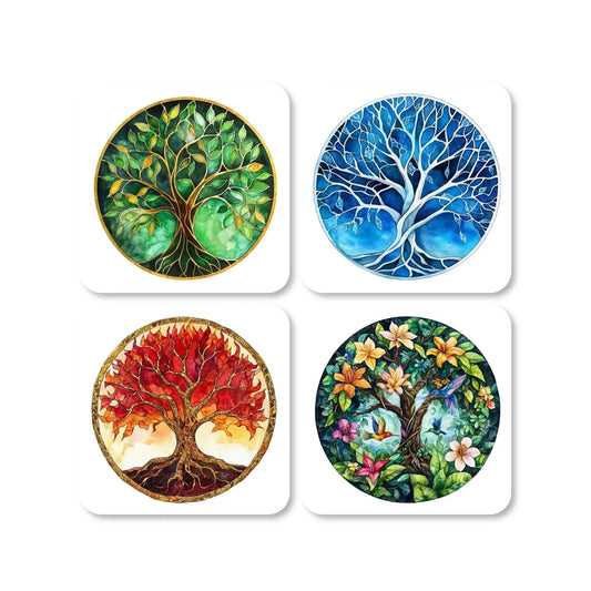 Lot de 4 dessous de verre - Arbres de vie série 2 Harmonie - Place des Images