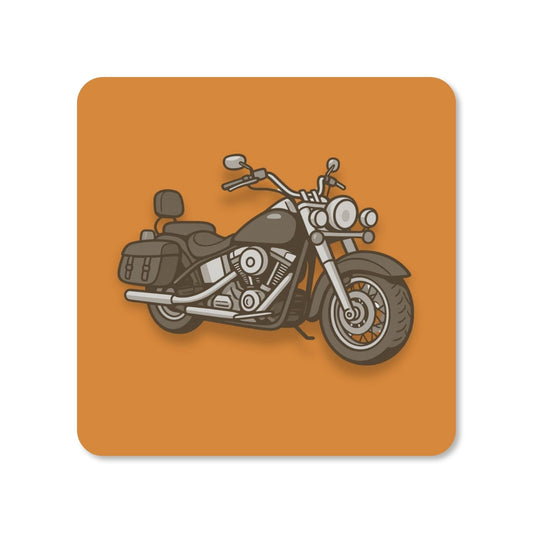 Dessous de verre carré fond ocre avec illustration moto custom