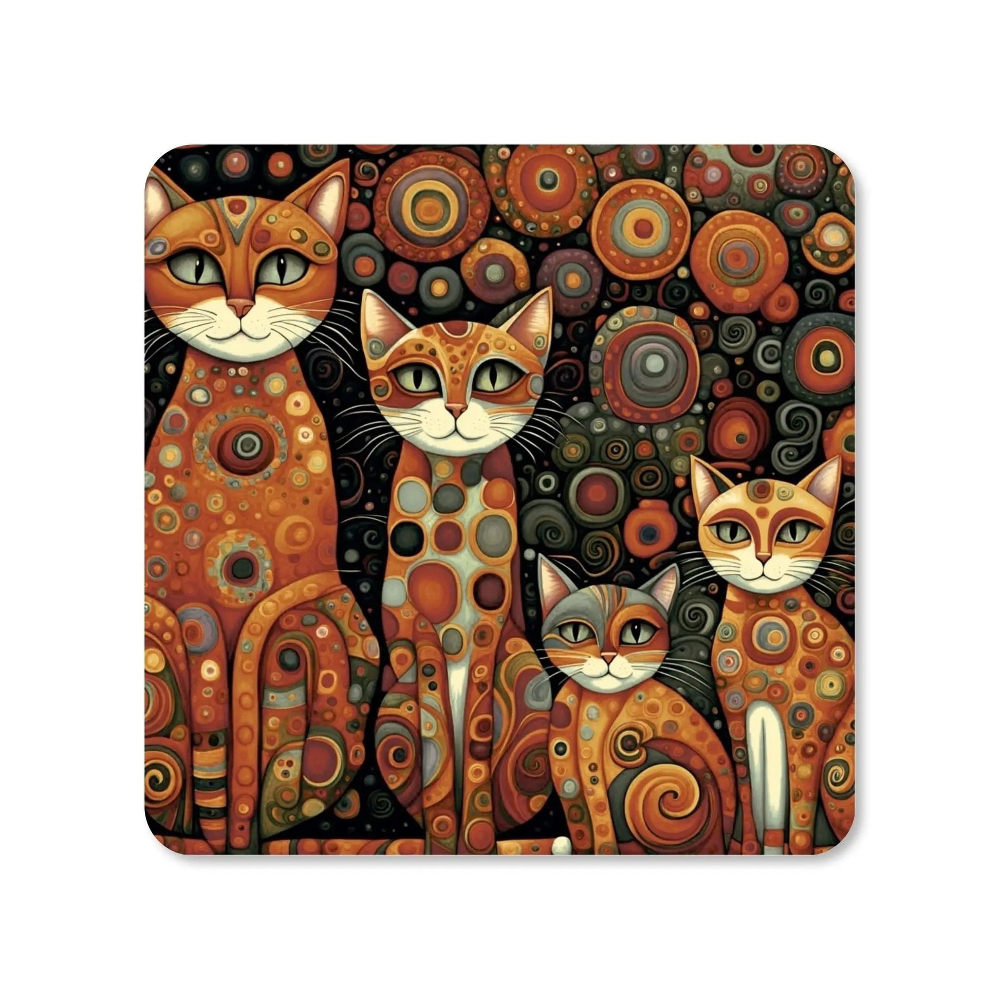 Lot de 4 dessous de verre - Chats style Gustav Klimt (vue 2) - Place des Images