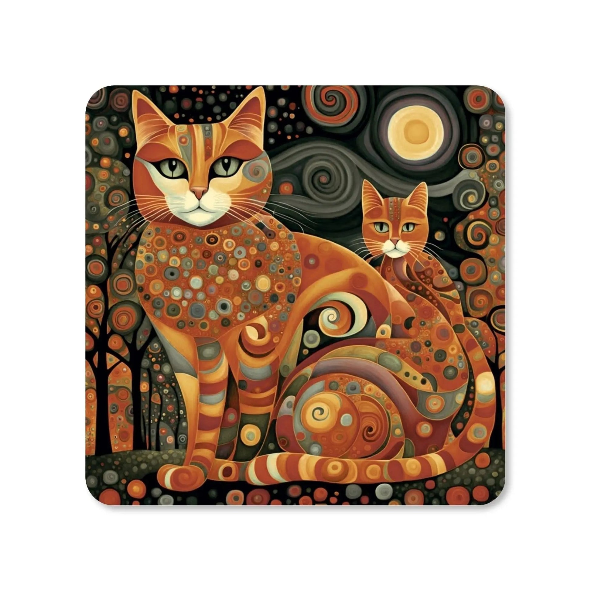 Lot de 4 dessous de verre - Chats style Gustav Klimt (vue 3) - Place des Images