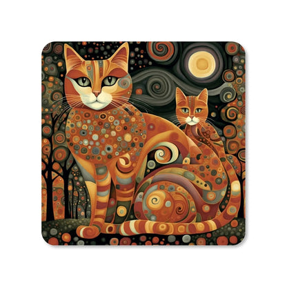 Lot de 4 dessous de verre - Chats style Gustav Klimt (vue 3) - Place des Images
