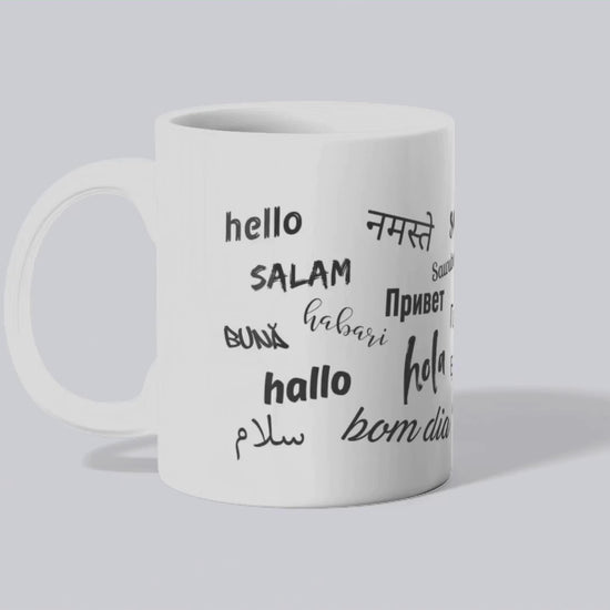 Mug méli-mélo de "Bonjour" en Noir & Blanc (vidéo) - Place des Images
