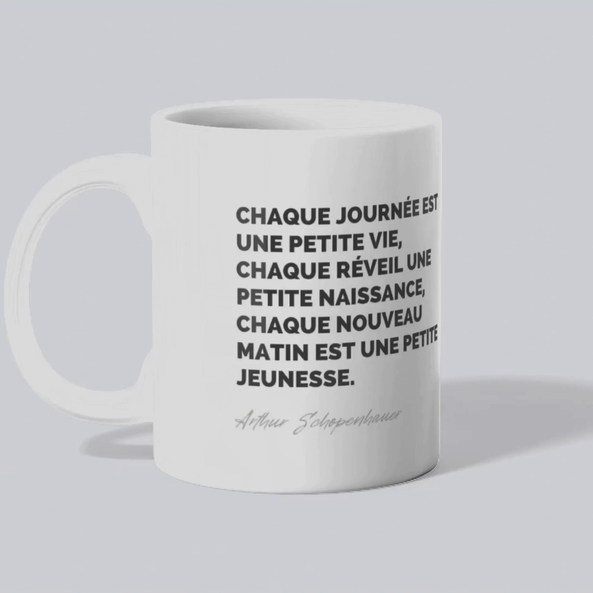 Mug / Tasse Citation de Schopenhauer sur le moment présent (vidéo) - Place des Images