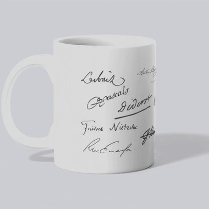 Tasse méli-mélo de signatures de philosophes