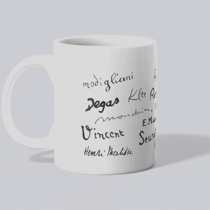 Tasse méli-mélo de signatures de peintres