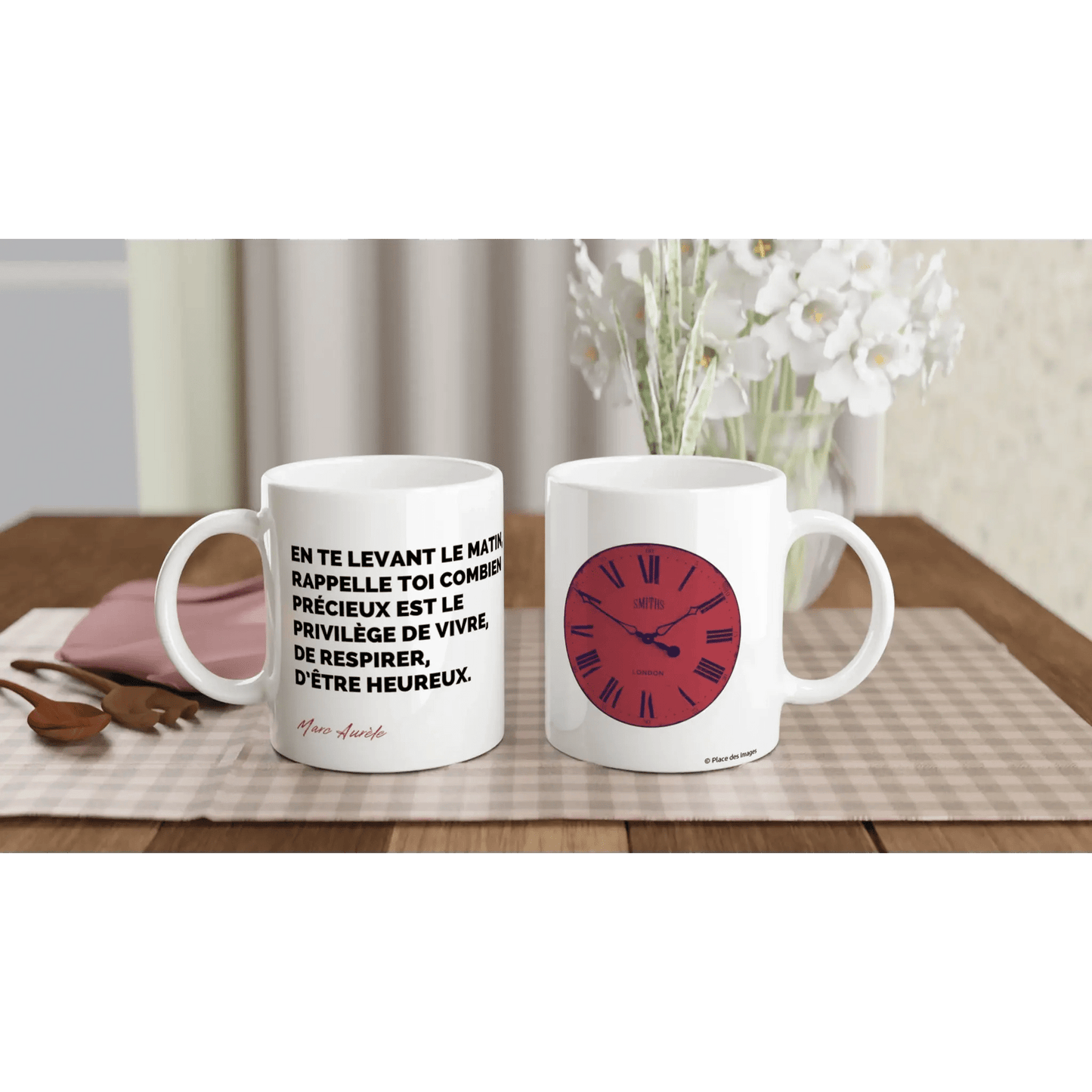 Mug / Tasse Citation de Marc Aurèle sur le moment présent (vue d'ensemble) - Place des Images