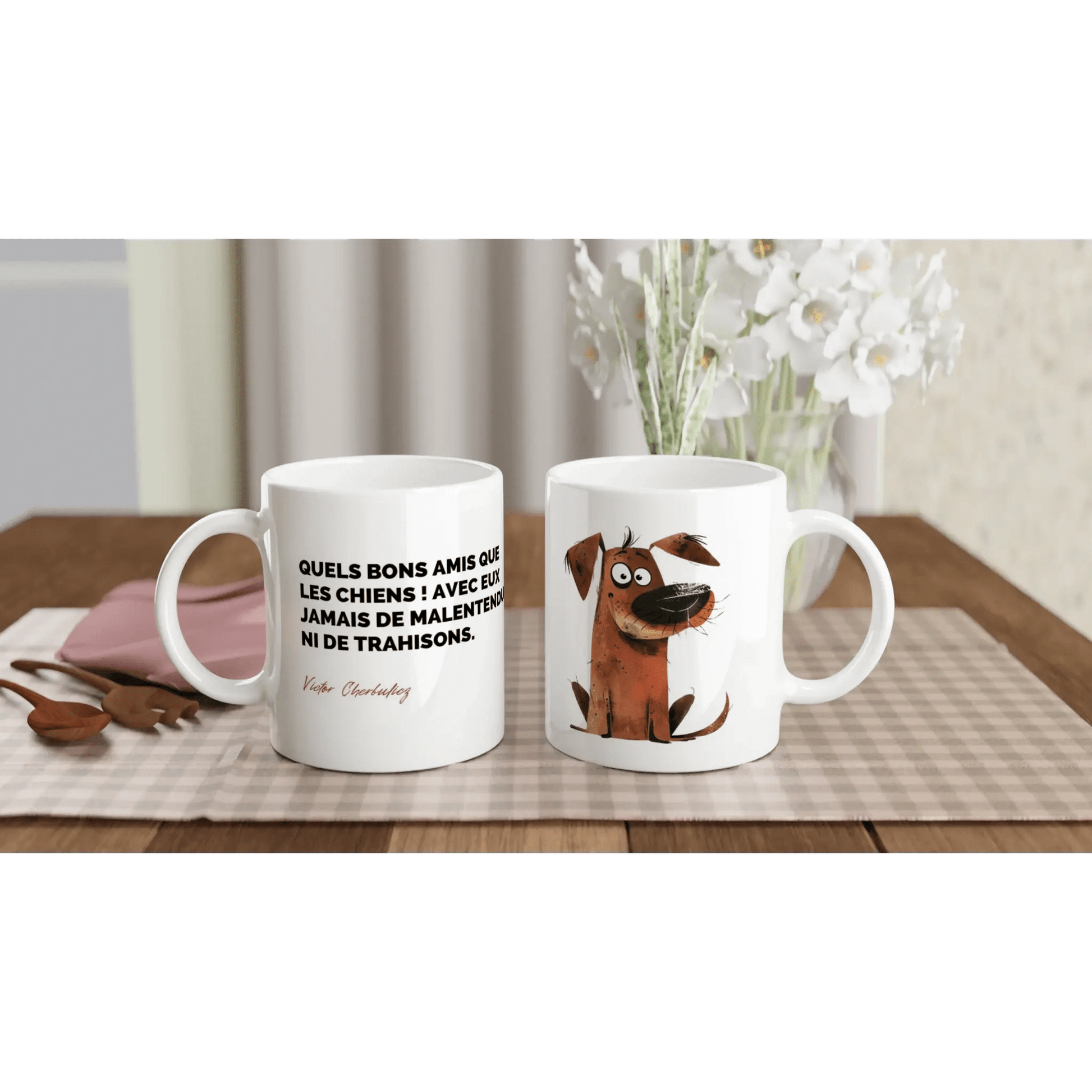 Tasse Citation de Victor Cherbuliez sur les chiens - Place des Images