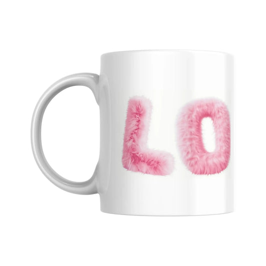 Mug "LOVE" en lettres fourrure rose (partie gauche) -  Place des Images