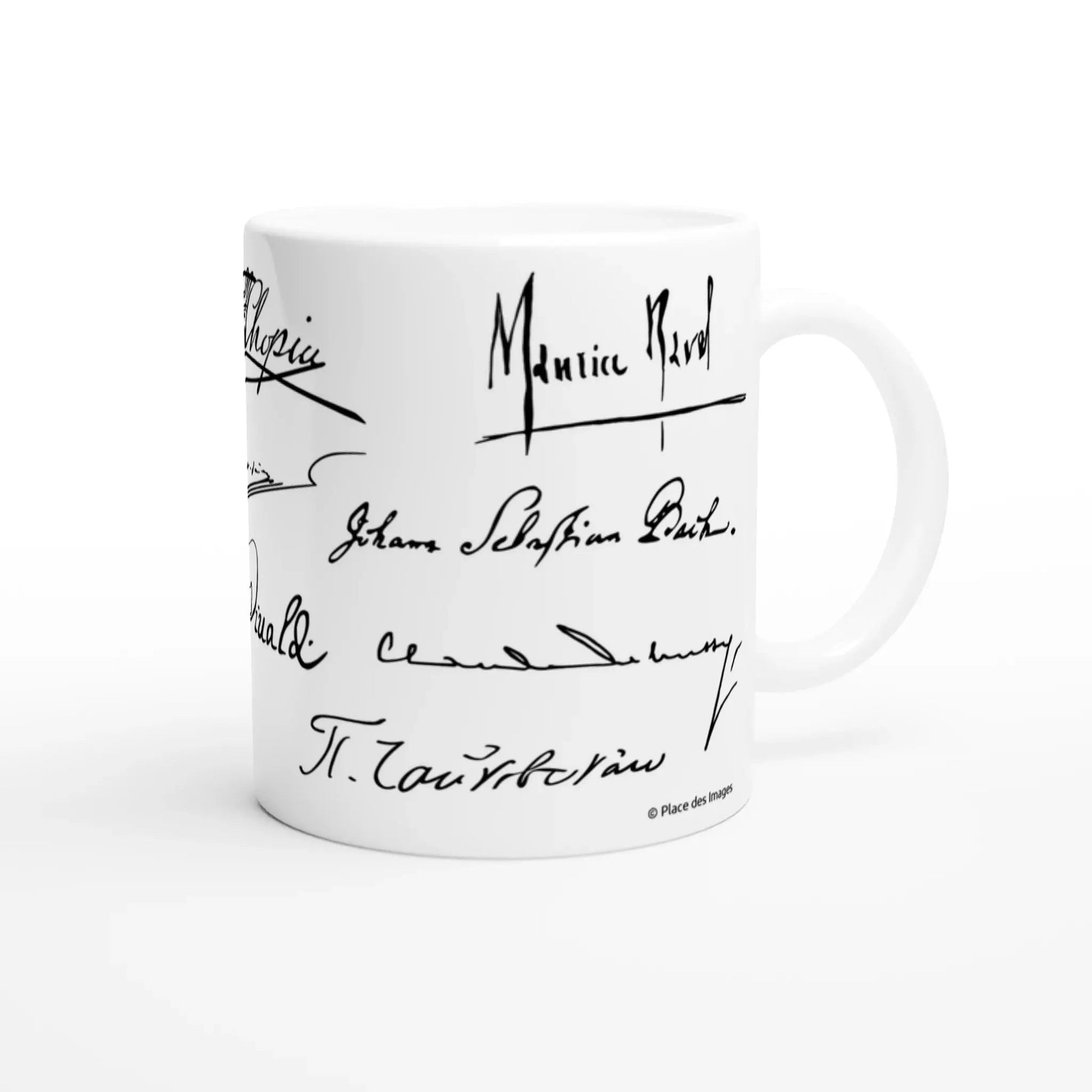 Tasse méli - mélo de signatures de compositeurs de musique - Place des Images