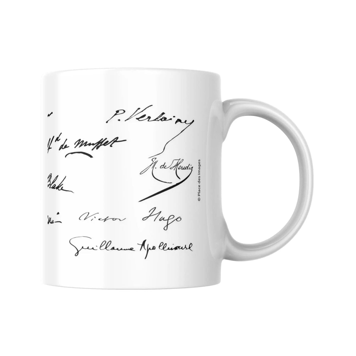 Mug méli-mélo de signatures de poètes (partie droite) - Place des Images