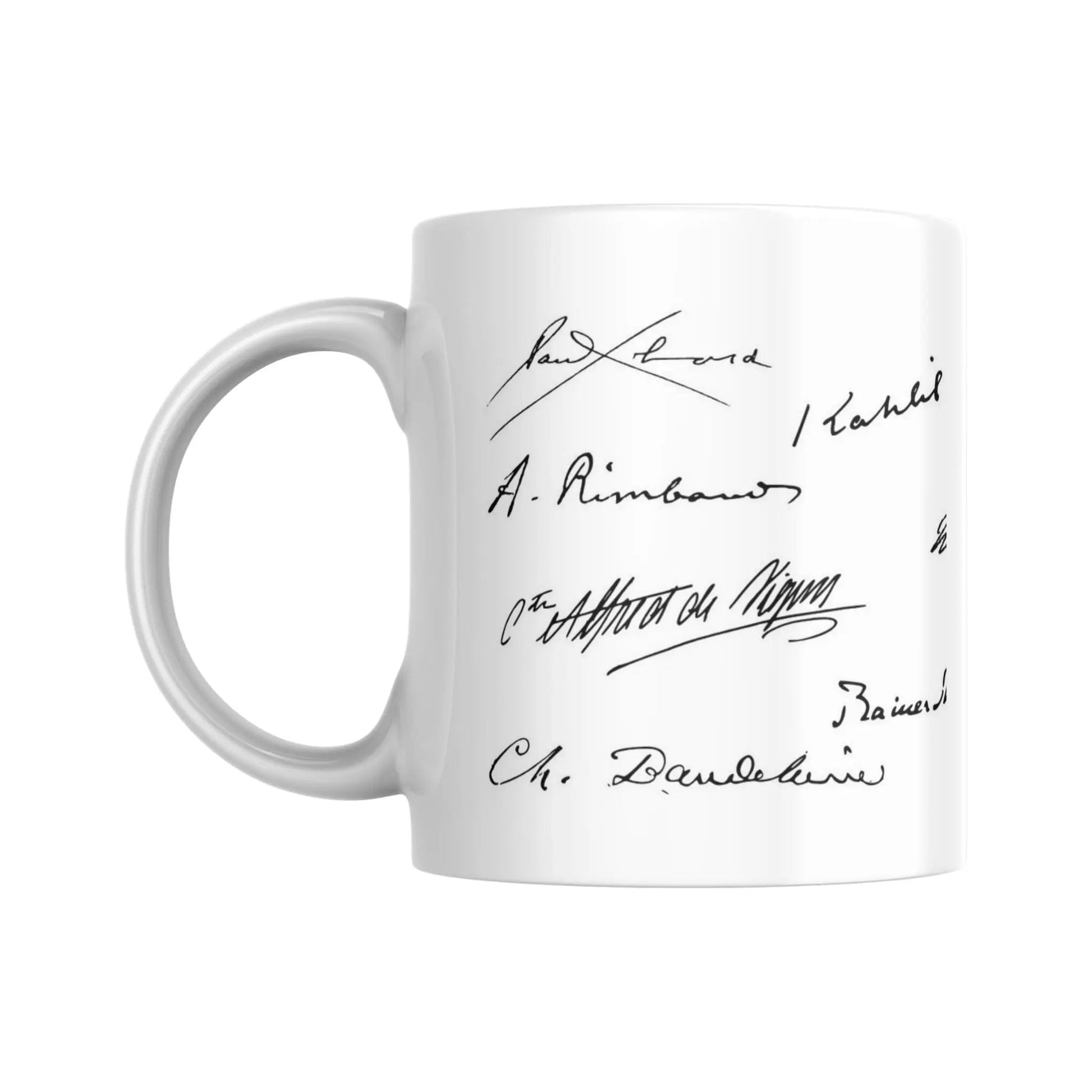 Mug méli-mélo de signatures de poètes (partie gauche) - Place des Images